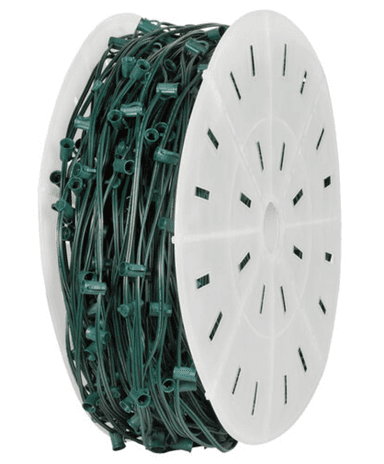 1000' C9 Commercial Light Spool – Green Wire, 12" Spacing